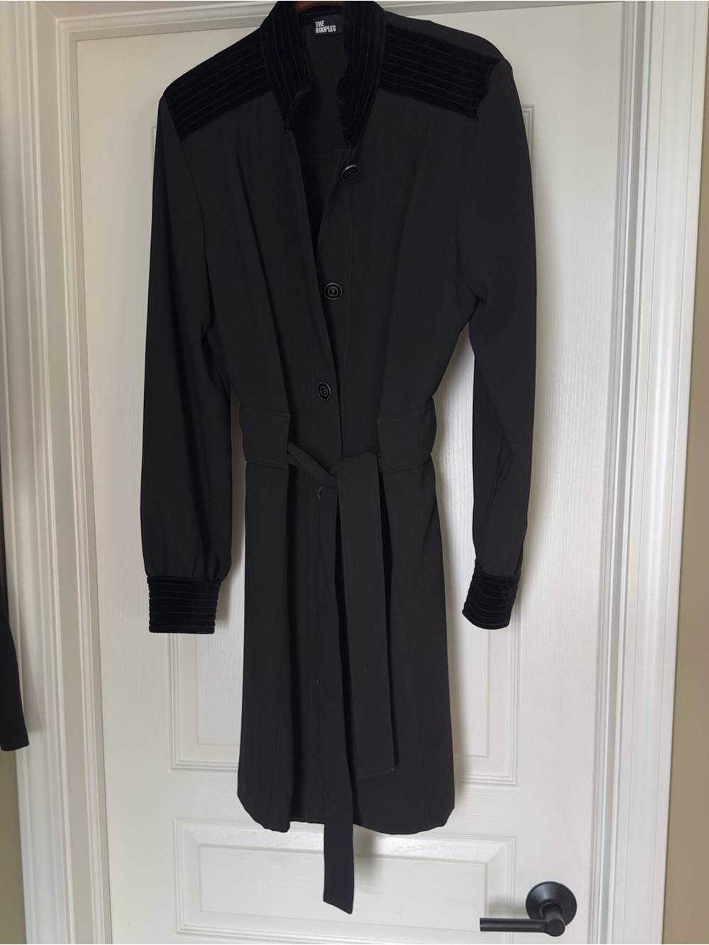 The Kooples Black Long-Sleeve Belted Shirt Dress